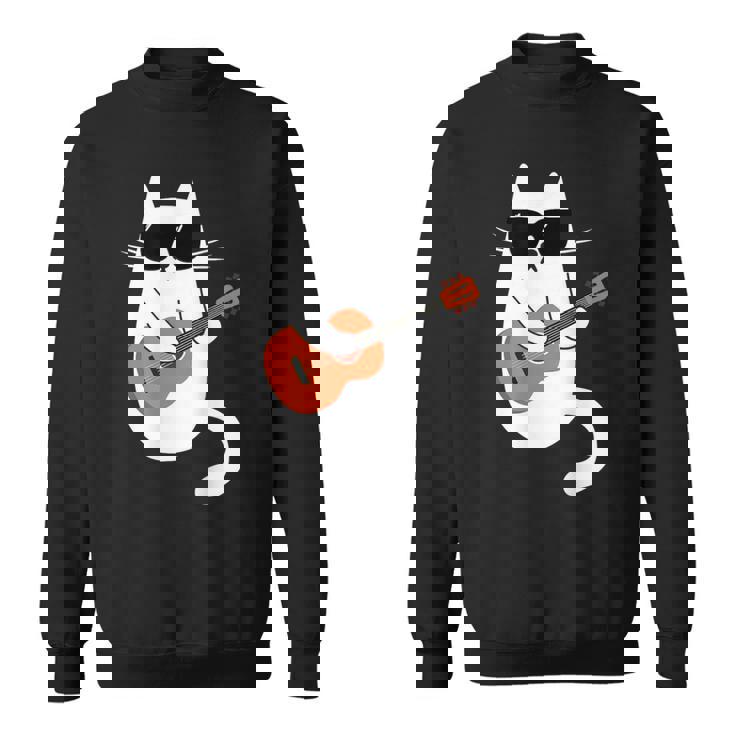 ネコとギター 猫とサングラス ネコ好き 猫飼い アコースティックギター エレキギター 音楽家 バンド ネコ 猫 スウェットシャツ
