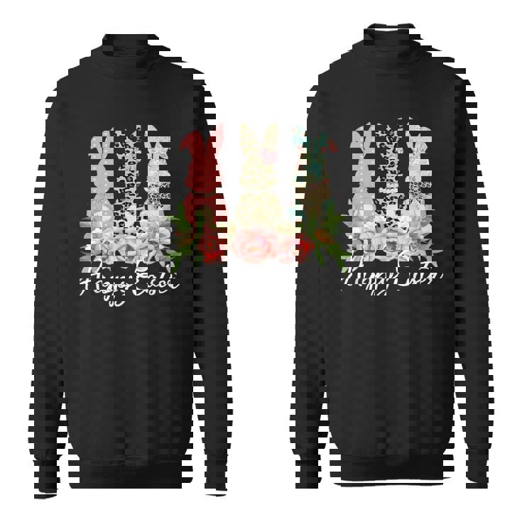 ハッピーイースター 3匹のウサギ 春のハント 卵 おもしろウサギ スウェットシャツ