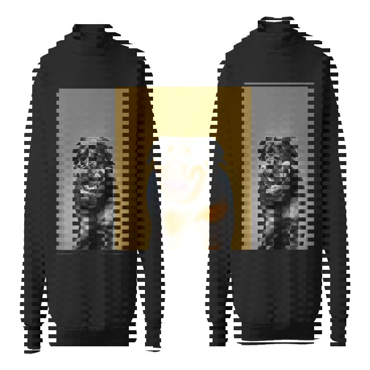 ハッピーロットワイラー犬自撮りポートレート スウェットシャツ