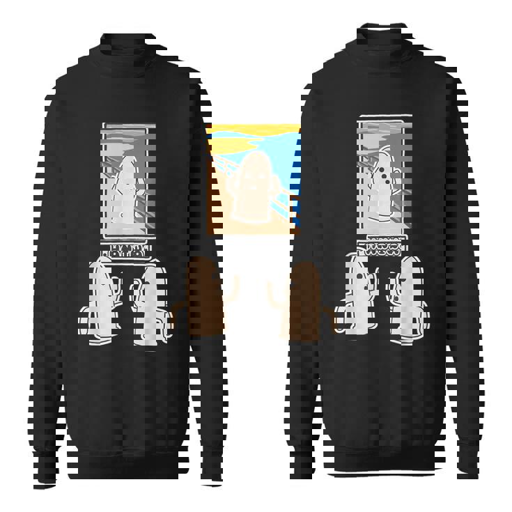 ハニワくん の ムンクの叫び と 見つめる 埴輪【ゆるフレンズ】名画 パロディ キャラクター かわいい イラスト 面白い スウェットシャツ