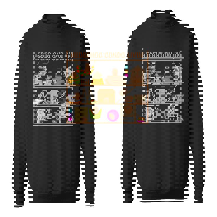 ハリネズミのコンドミニアムの生活のおもちゃ ヘイベッドの隠れ家の家 スウェットシャツ