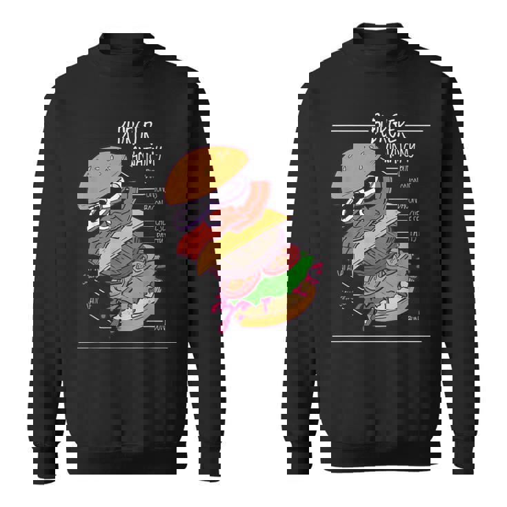 ハンバーガー 解剖図 面白いtシャツ ファストフード メンズ おもしろ グッズ 面白い 服 オリジナル ネタ 食べ物 スウェットシャツ