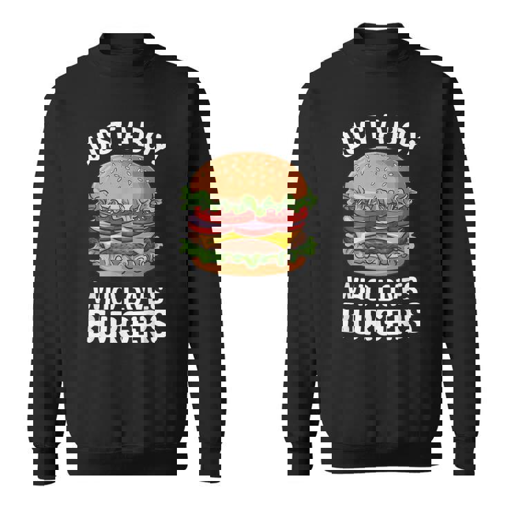 ハンバーガーが大好きな少年 おもしろハンバーガー好き スウェットシャツ