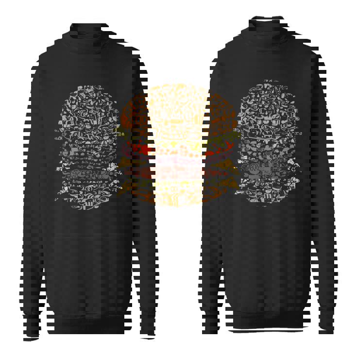 ハンバーガーの面白い食べ物のデザイン。 スウェットシャツ