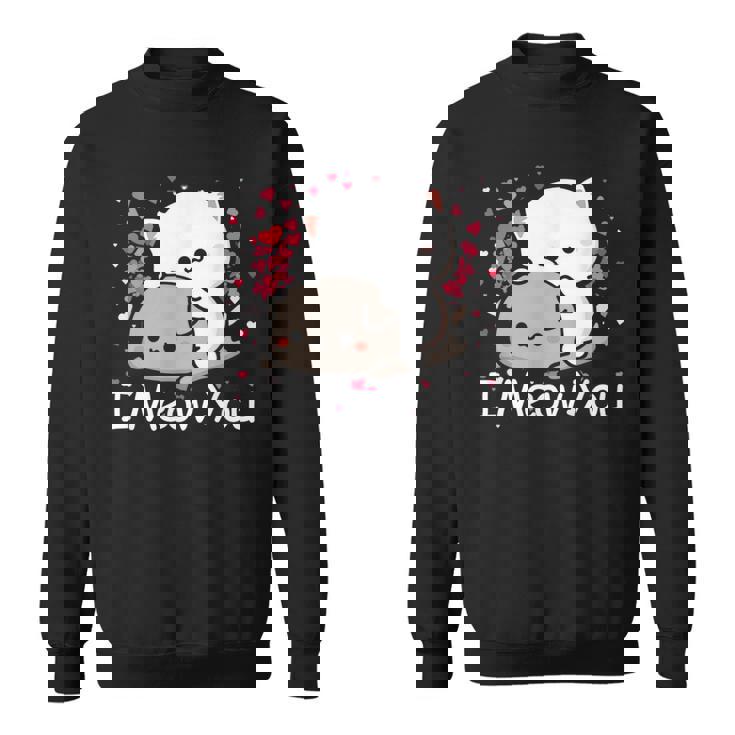 ハート バレンタイン ピーチゴマ 猫 カップル I Meow You スウェットシャツ