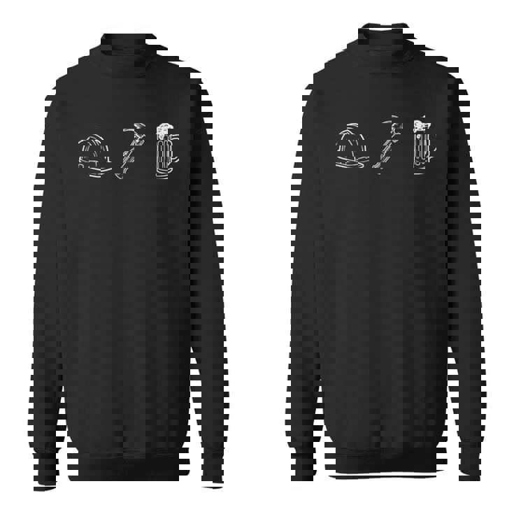 ハードハット ハンマー ビール スケッチ 建設作業員 スウェットシャツ