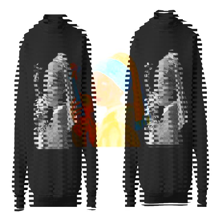 バイオリン 楽器 面白いtシャツ フェルメール かわいい メンズ 子供 おもしろ 服 グッズ ネタ 音楽 スウェットシャツ