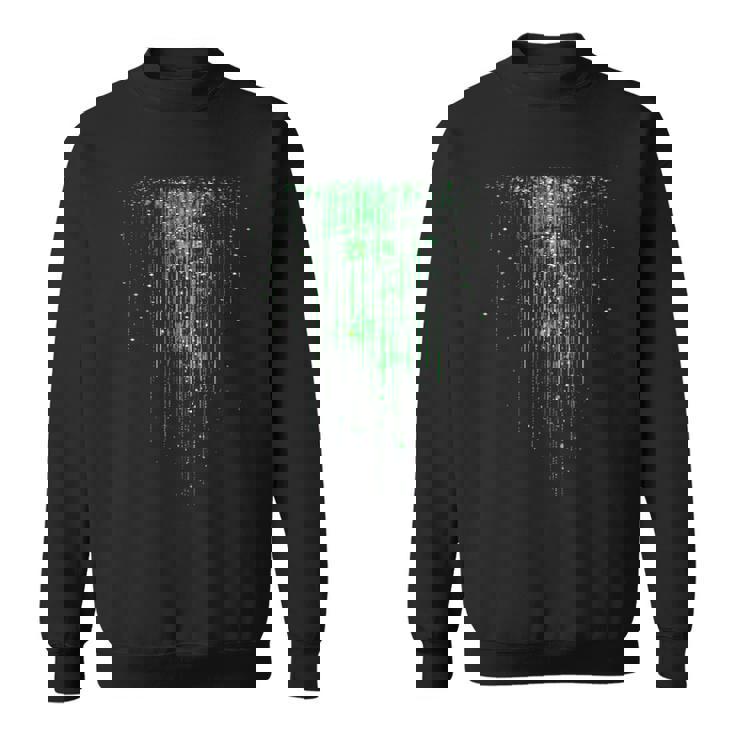 バイナリコードマトリックス グリーンデジタルサイバーパンク スウェットシャツ