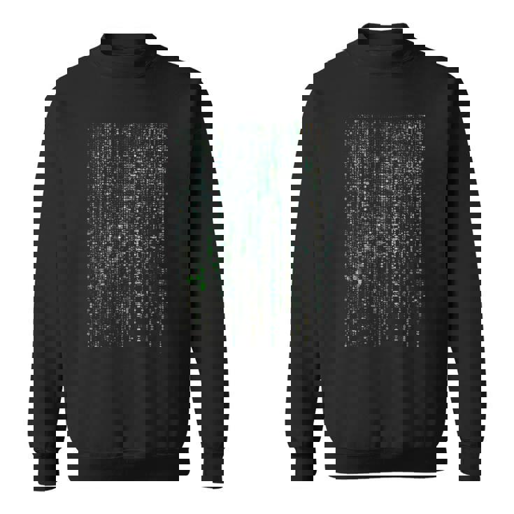 バイナリコードマトリックスグリッチ効果デジタルパターン スウェットシャツ