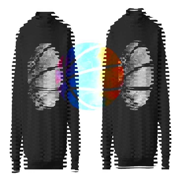 バスケットボールのシルエットカラフルな水彩画 スウェットシャツ