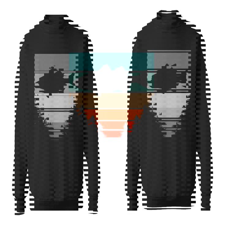 バス釣り森レトロオオクチバスフィッシャーマン スウェットシャツ