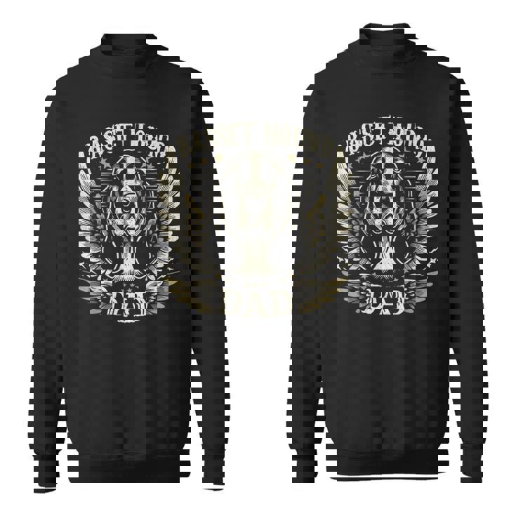 バセットハウンド ダッド バイカー 翼 オートバイ クール ハッシュパピー レトロ スウェットシャツ