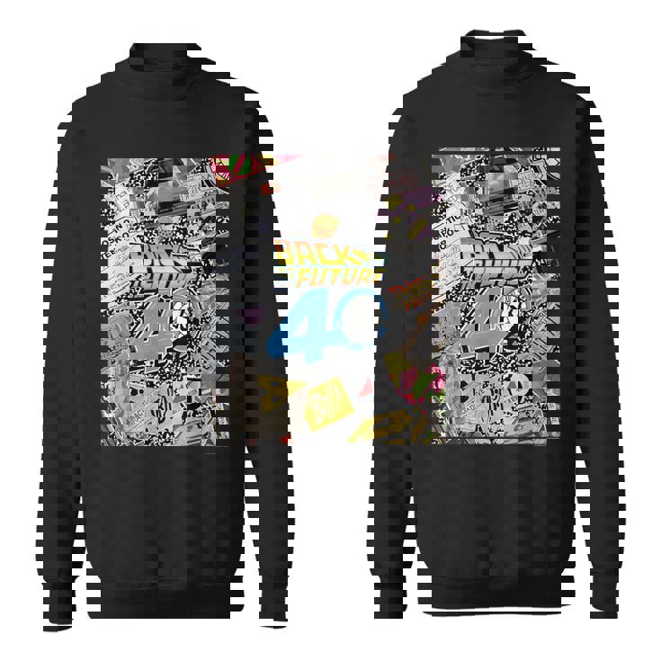 バック・トゥ・ザ・フューチャー 40周年記念ステッカー コラージュ スウェットシャツ