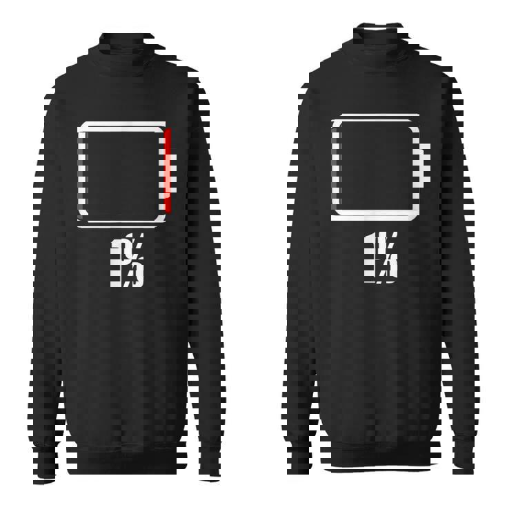 バッテリー 1 残り1 バッテリー切れtシャツ バッテリー残量が少ない スウェットシャツ