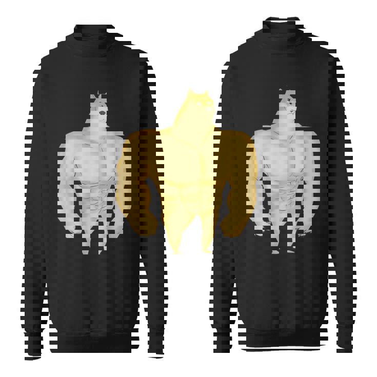 バフ 柴犬 面白い ボディービルダー 犬 ダンク ミーム スウェットシャツ