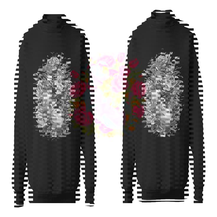 バラとチューリップを持つイタリアン・グレーハウンド犬 スウェットシャツ