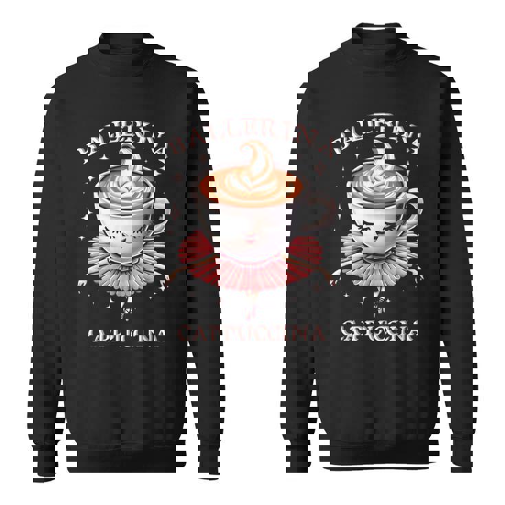 バレリーナ カプチーノ おもしろスローガン イタリアンブレイン レッド スウェットシャツ