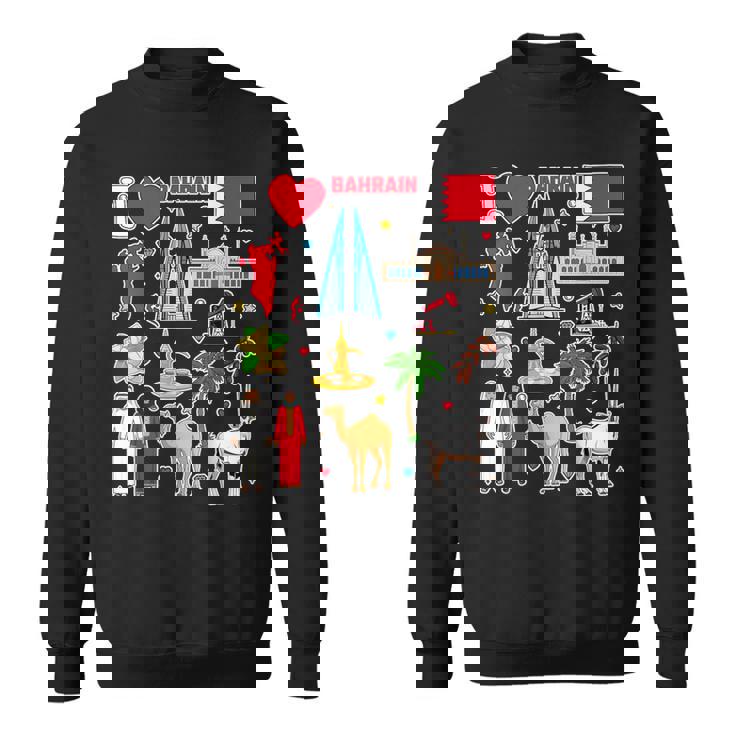 バーレーンの手描きシンボル、バーレーンの地図、文化的アイコン スウェットシャツ