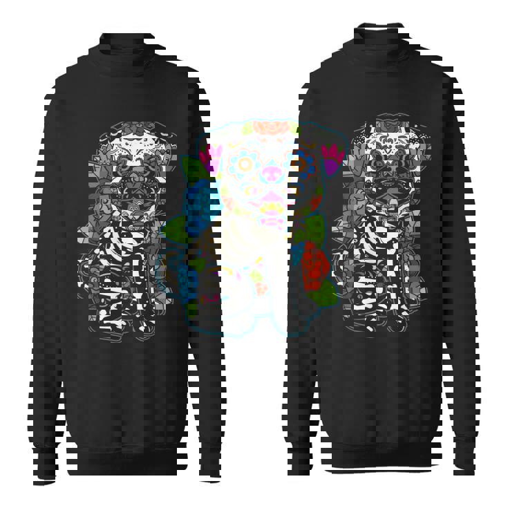 パグ シュガースカル メキシコ 犬 カラベラ 死者の日 スウェットシャツ