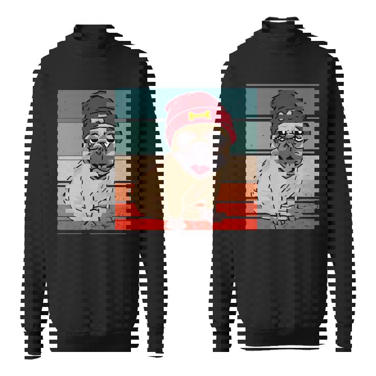 パグ ビーニー 赤骨かわいい遊び心のある幸せなスタイリッシュな動物ペット 長袖tシャツ スウェットシャツ