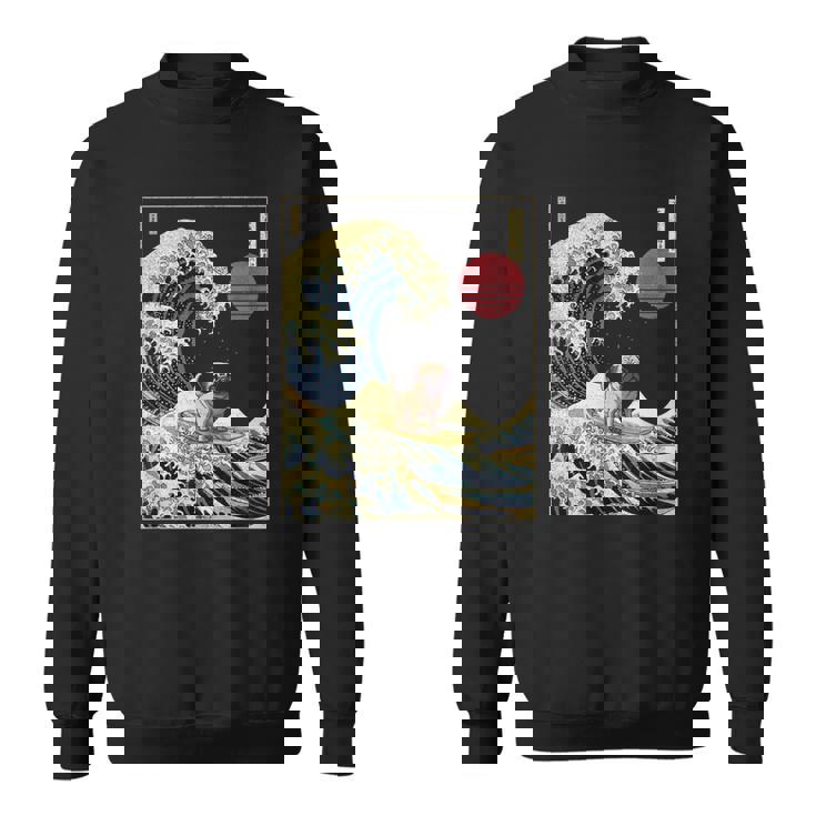 パグ 和 神奈川 波 おもしろ サーフ 犬 スウェットシャツ