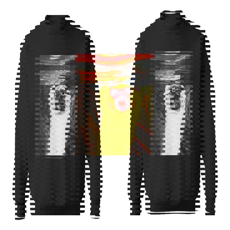 パグ 面白いtシャツ 犬 ムンクの叫び かわいい メンズ 子供 おもしろ 服 グッズ ネタ わんこ イヌ スウェットシャツ