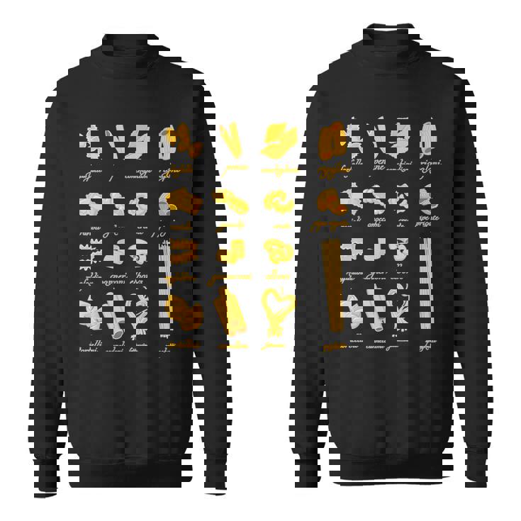 パスタタイプの麺スパゲッティ、ペンネ、トルテリーニ、ファルファッレ スウェットシャツ