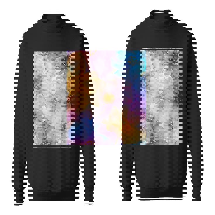 パステルインクのイラストにマルチカラー春の花。 スウェットシャツ