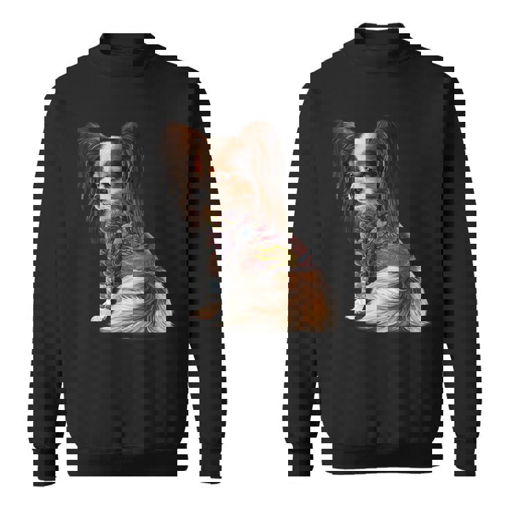 パピヨン犬 日本の伝統的なドラゴンタトゥー イレズミ スウェットシャツ