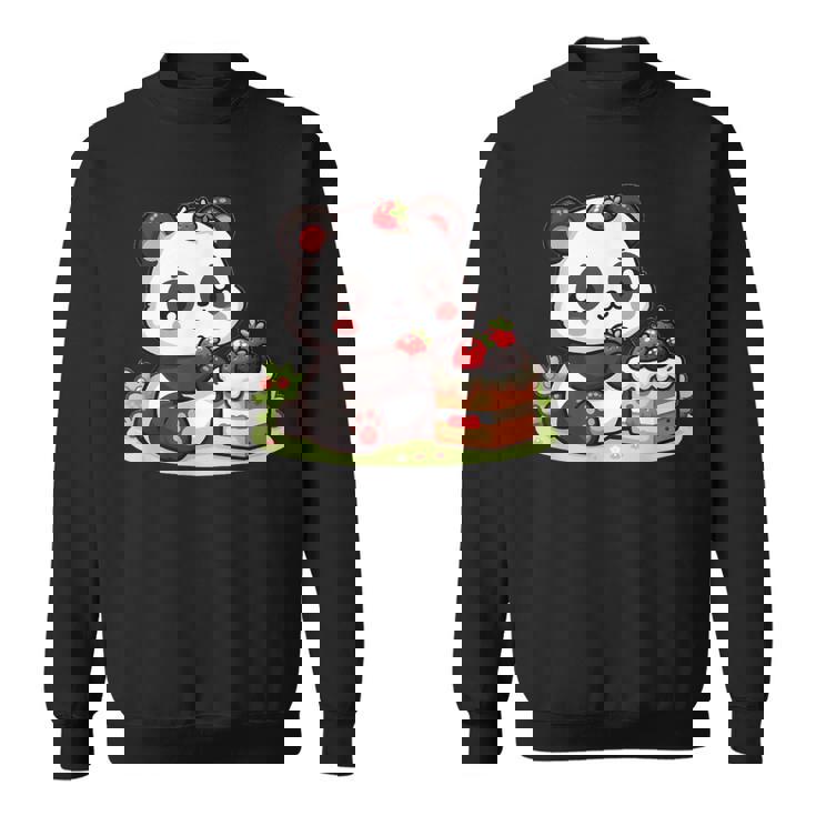 パンダを食べるストロベリーケーキ スウェットシャツ