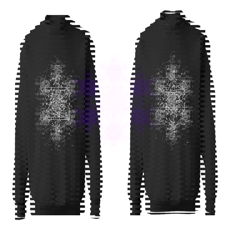 パープル フラクタル メタトロンキューブ 神聖な幾何学 スピリチュアル スウェットシャツ