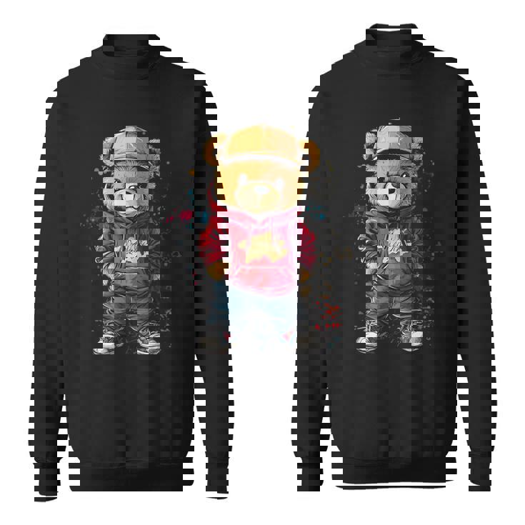 ヒップホップのテディベア、クールなアーバンノベルティグラフィック。 スウェットシャツ