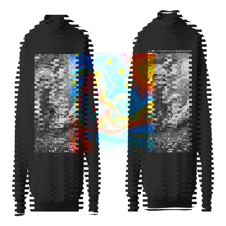 ヒヒ猿 星月夜 絵画 スウェットシャツ