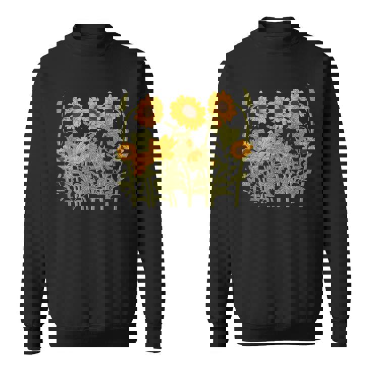 ヒマワリ 野花 ヴィンテージ ボタニカル 植物 ガーデニング スウェットシャツ