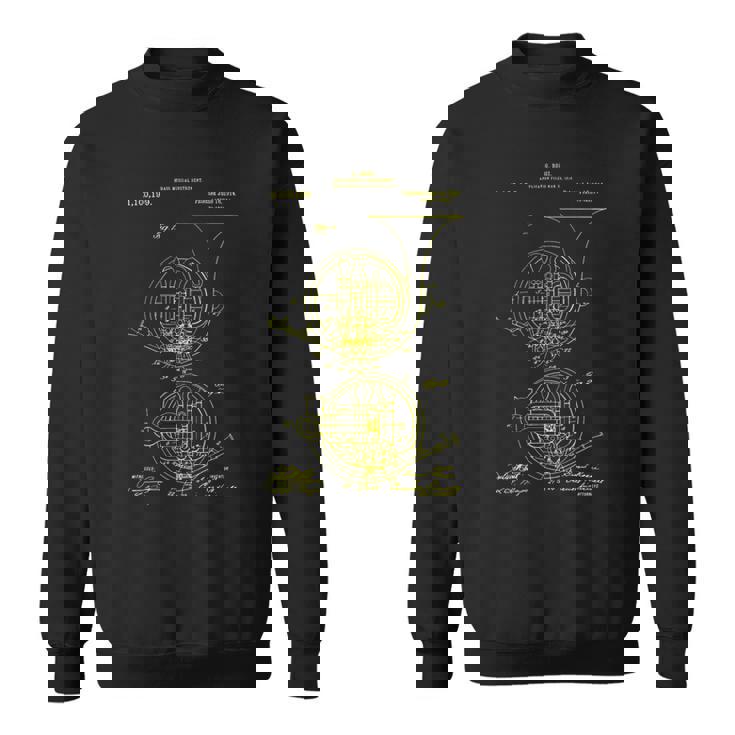 ビンテージ特許プリント 1914 フレンチホルン奏者 スウェットシャツ