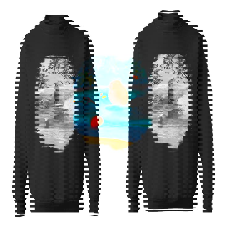 ビーチでのカピバラサーフィンおかしい スウェットシャツ