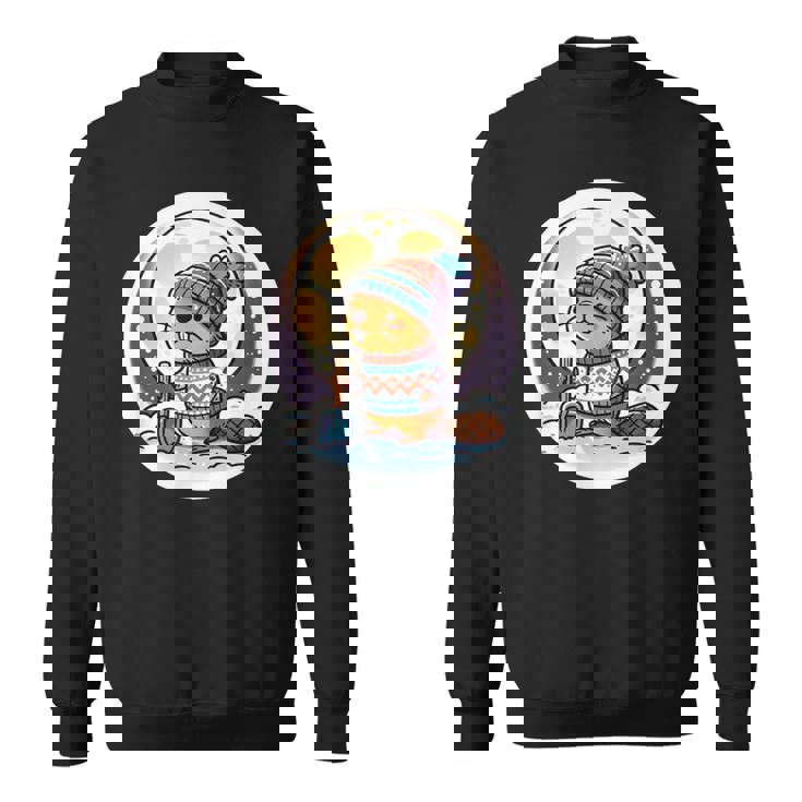 ビーバームーン 冬のワンダーランドのかわいいビーバー スウェットシャツ