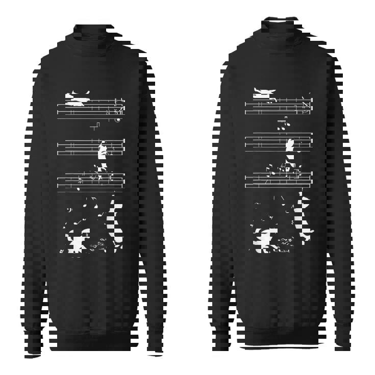 ピアノ音符 遊び心のある猫 スウェットシャツ