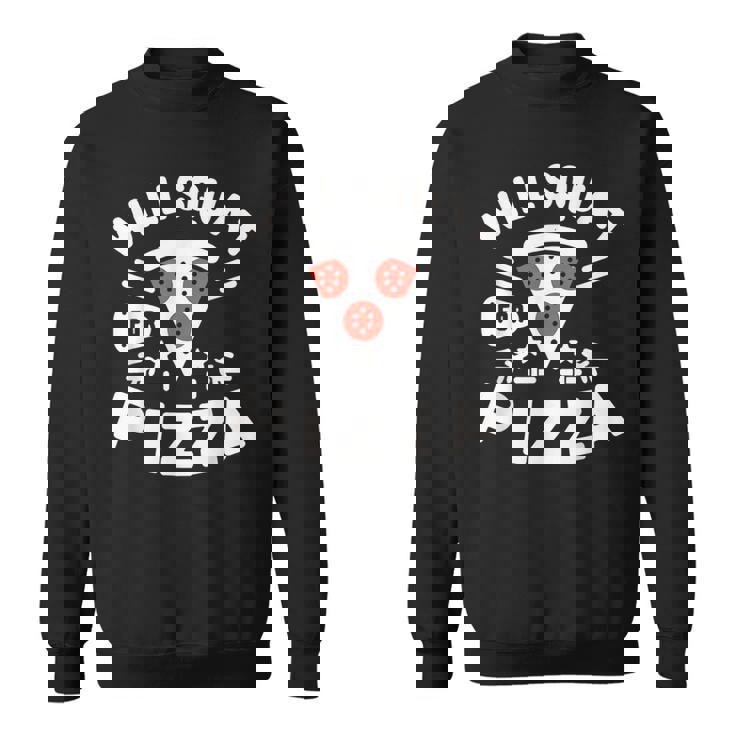 ピザのためにしゃがむ Willquat For Pizza スウェットシャツ