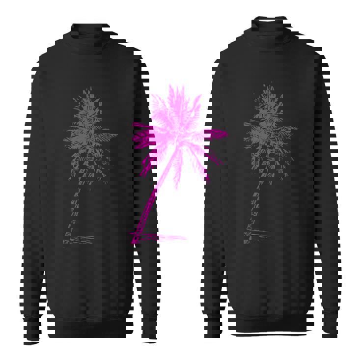 ピンクパームビーチウェア サーフィンレトロ パームツリー スウェットシャツ