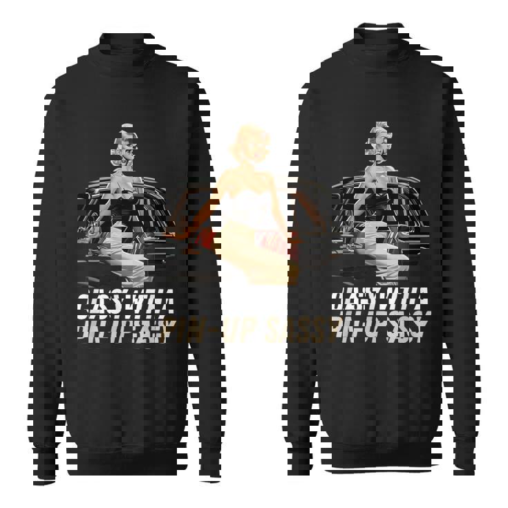 ピンナップガール クラシック オールドカー クラッシー ピンナップ生意気付き スウェットシャツ