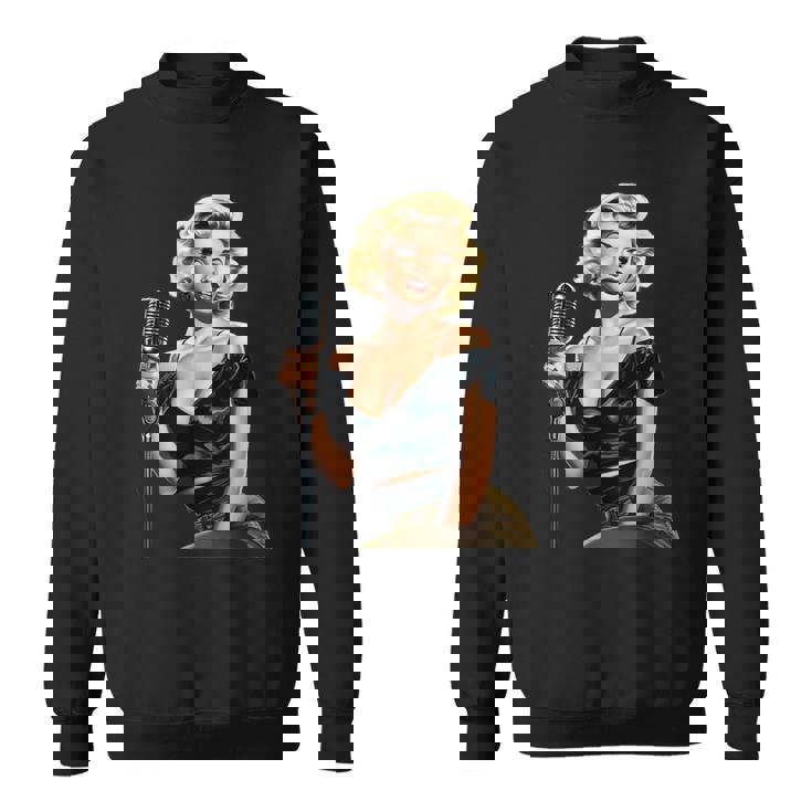 ピンナップガール ビンテージマイク 歌う オールドスクール スウェットシャツ