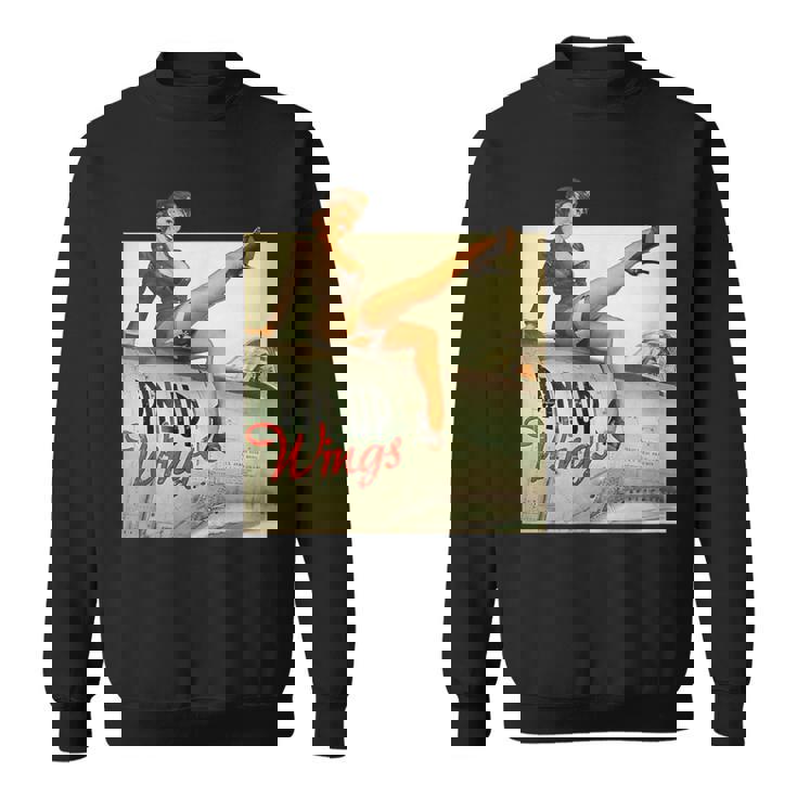 ピンナップガールの羽ビンテージポスターww2 スウェットシャツ