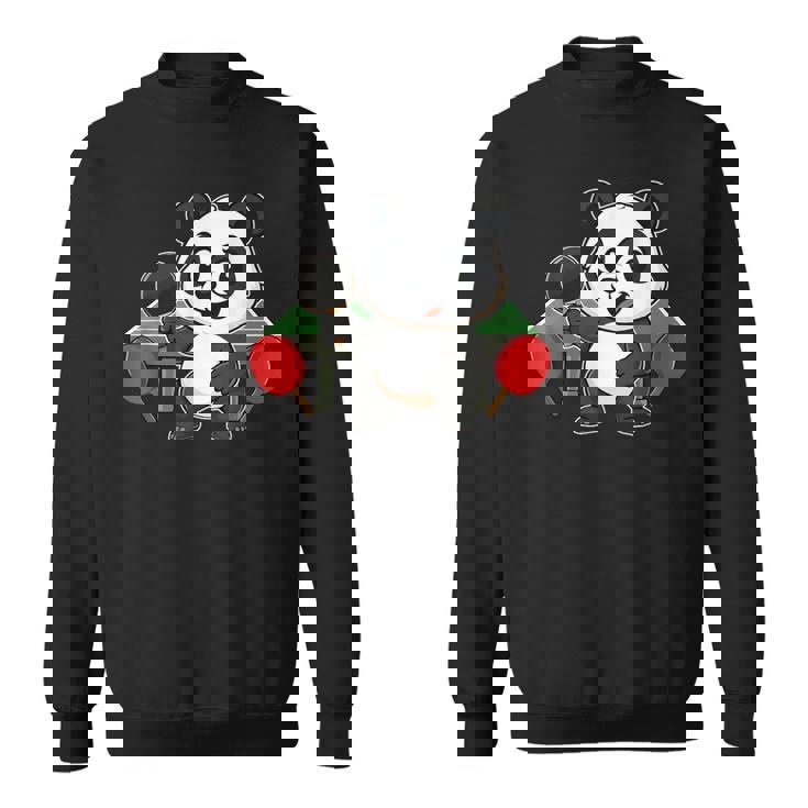 ピンポン卓球をするかわいいパンダ スウェットシャツ