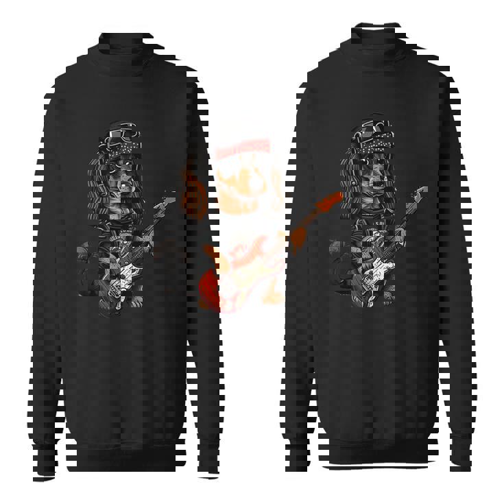 ファニー ダックスフンド キュート ロックンロール ロッカー パンク スウェットシャツ