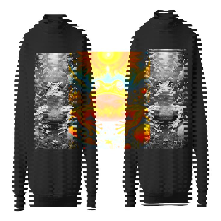 ファンタジー キュート イエロー カエルの太陽 スウェットシャツ