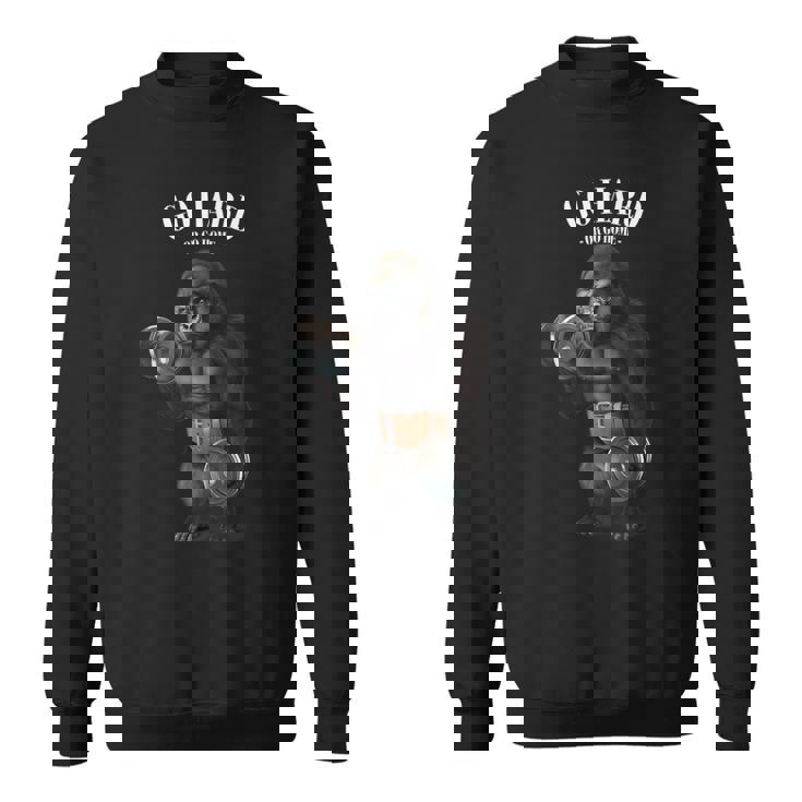 フィットネスジムでダンベルでゴリラ筋トレ スウェットシャツ