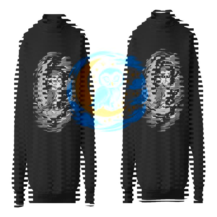 フクロウ 月 夜 星 スウェットシャツ