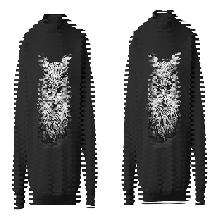 フクロウ 肖像画 アートワーク 図面 動物愛好家 アニマルプリント スウェットシャツ