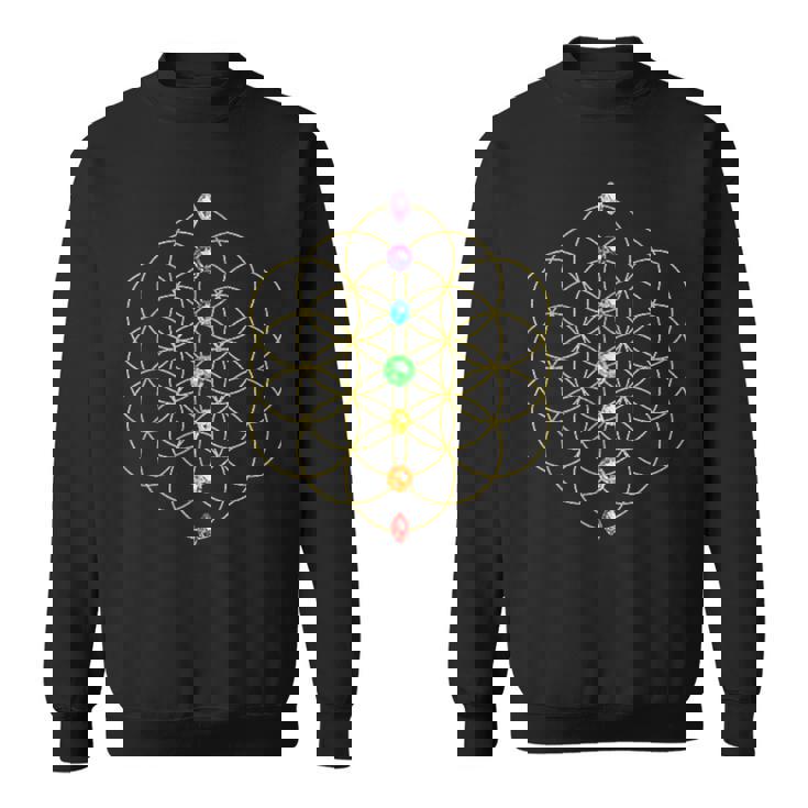 フラワー・オブ・ライフ、チャクラ、神聖幾何学、精神性、ヨガ スウェットシャツ
